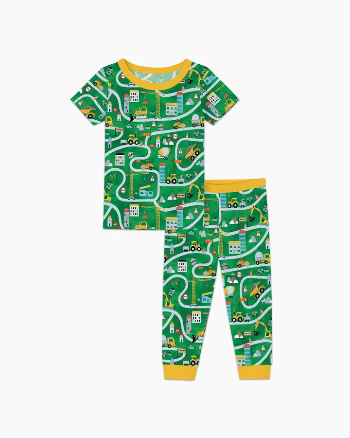 Little Builder Construction Zone Bamboo Two Piece Short Sleeve Pajama Set