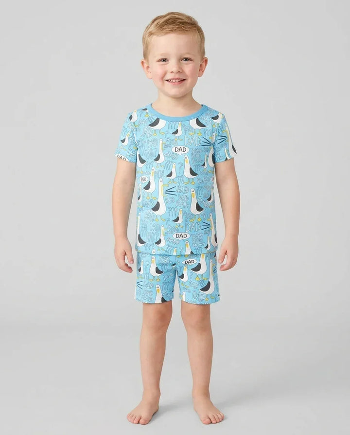 Funny Seagull DAD Bamboo Two Piece Short Sleeve Shorts Pajama Set