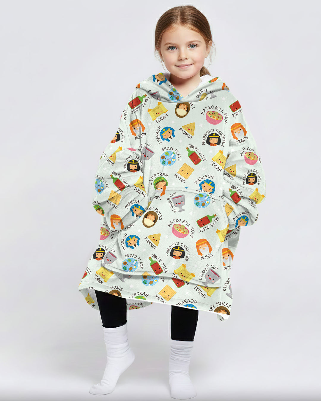 Cute Passover Characters Wearable Blanket Hoodie