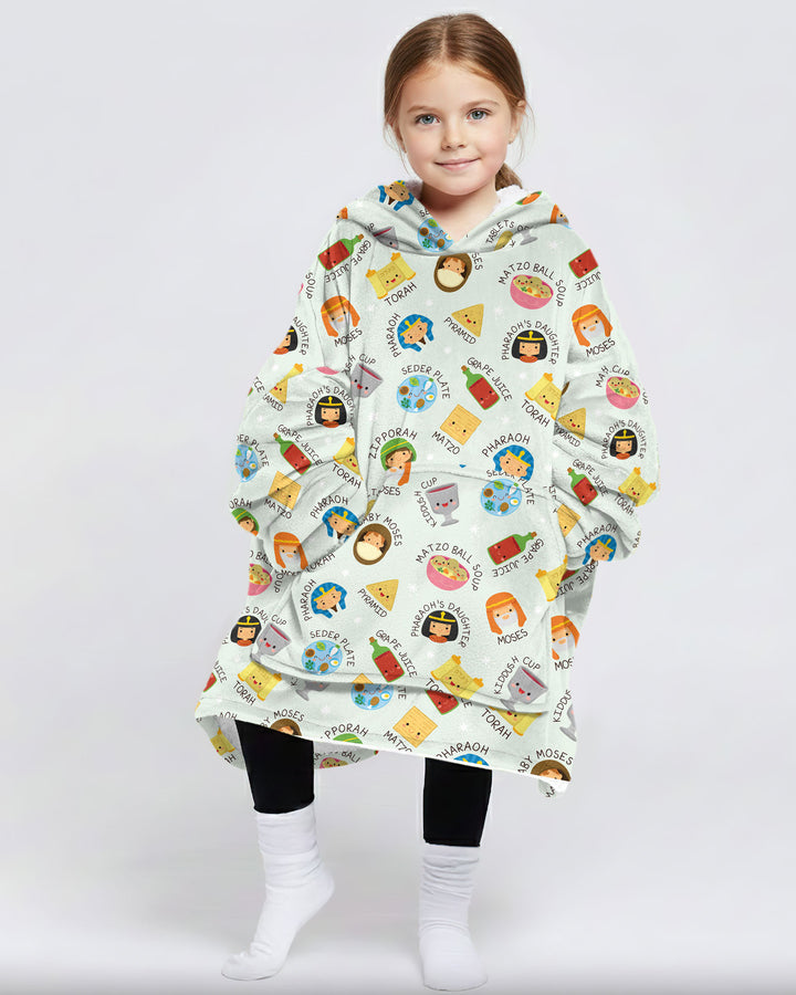 Cute Passover Characters Wearable Blanket Hoodie