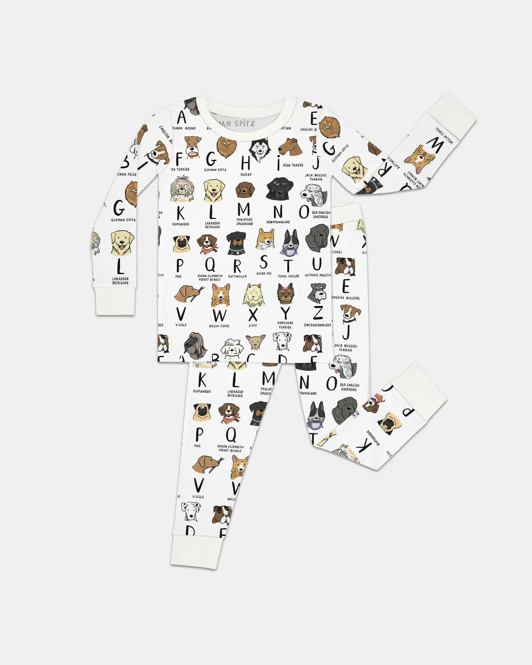 Funny Dogs Alphabet Two Piece Long Sleeve Pajama Set