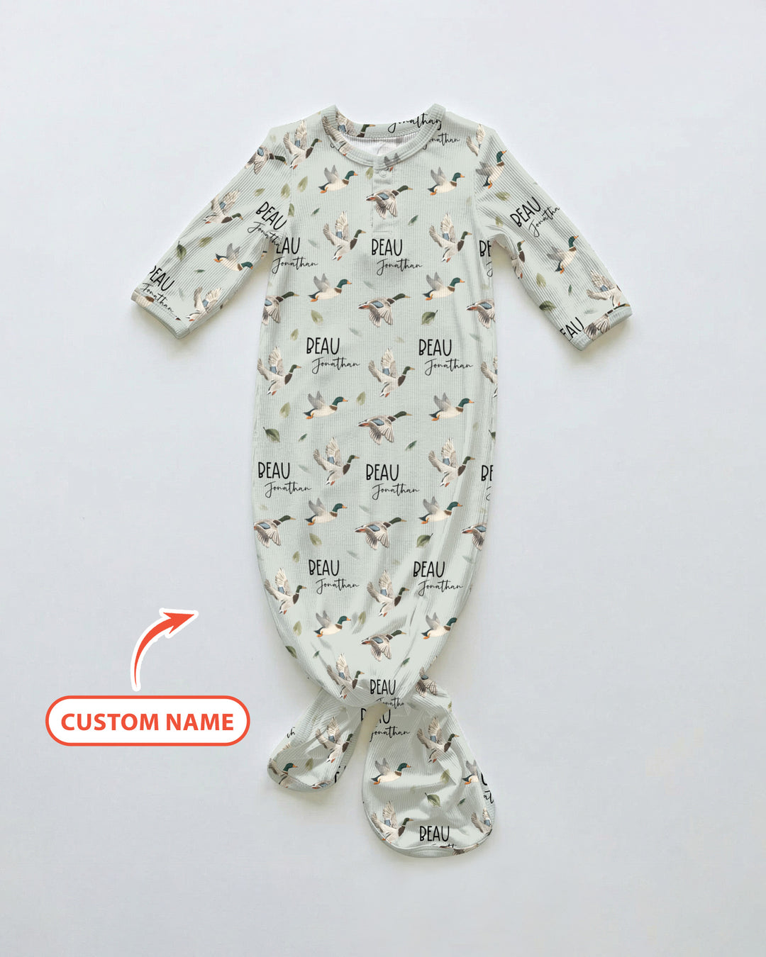 Custom Name Mallard Duck Knot Gown