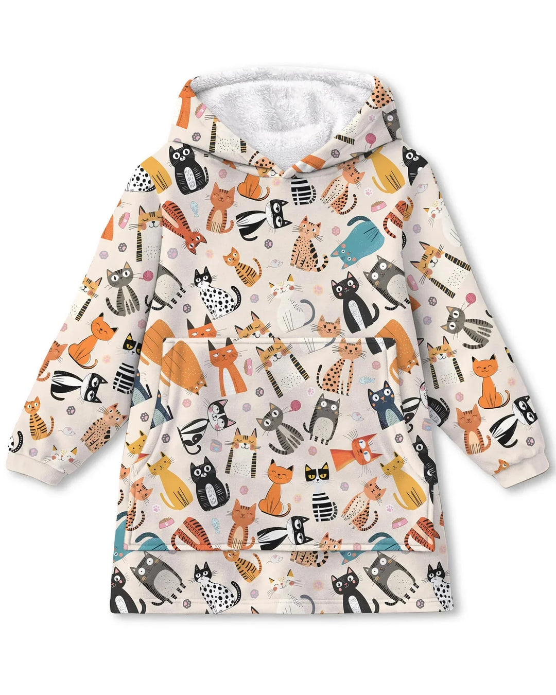 Manta Sudadera con Capucha de Bambú Personalizada a Juego para Familia de Gatos Traviesos y Tontos