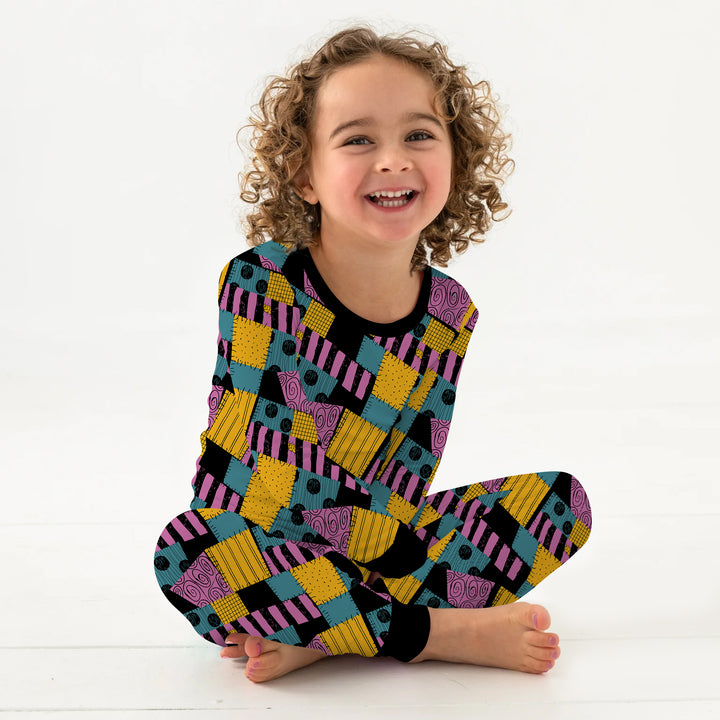 Halloween Patchwork Cartoon Two Piece Long Sleeve Pajama Set