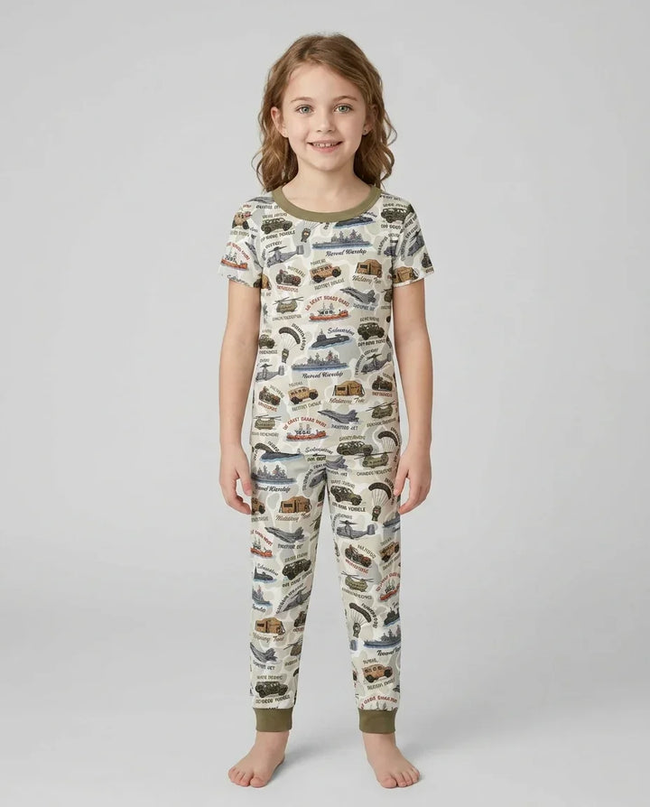 Little Hero Military Family Matching Bamboo Two Piece Short Sleeve Pajama Set