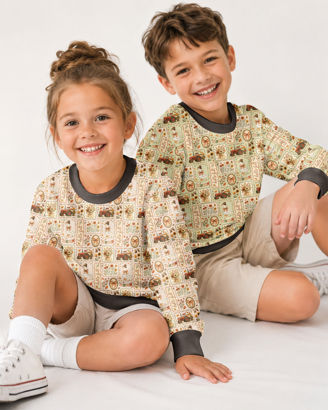 Farmhouse Fall Goose Family Matching Bamboo Crewneck Sweatshirt