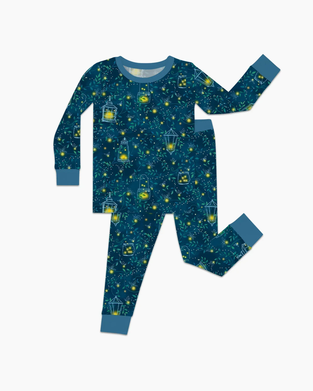 Conjunto de pijama de dos piezas de manga larga de bambú Firefly Evening Forest