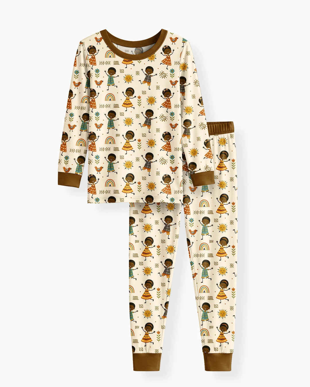 Cute African Heritage Bamboo Two Piece Long Sleeve Pajama Set