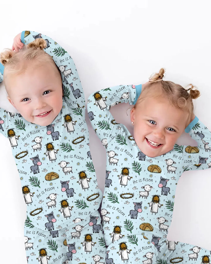 He Is Risen Easter Family Matching Two Piece Long Sleeve Pajama Set