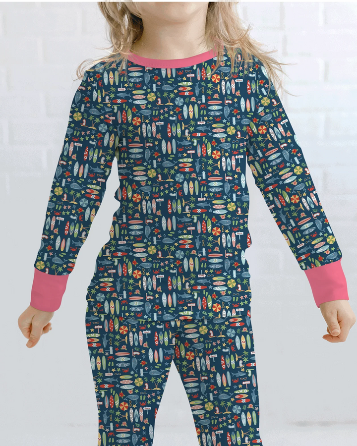 Endless Summer Surf Bamboo Two Piece Long Sleeve Pajama Set