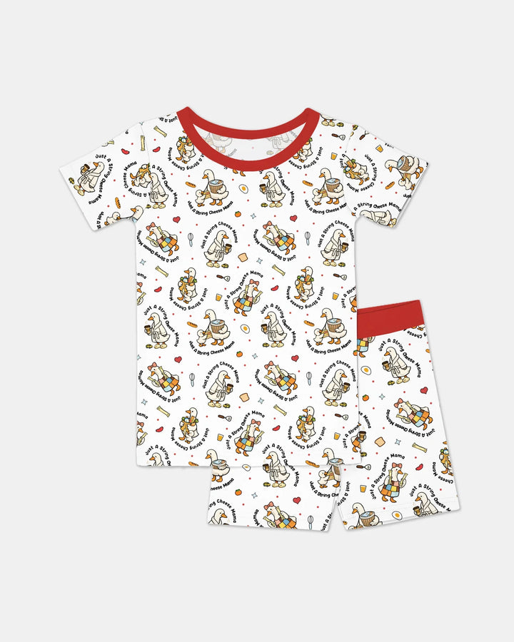 Just A String Cheese Mama Era Mommy & Me Bamboo Two Piece Short Sleeve Shorts Pajama Set