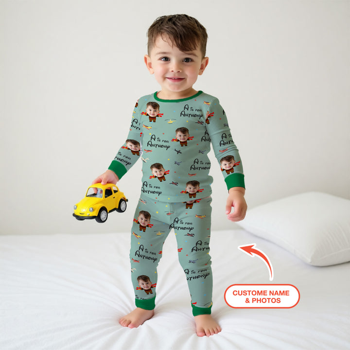 Custom Photo Face Dream Jobs Pilot Two Piece Long Sleeve Pajama Set