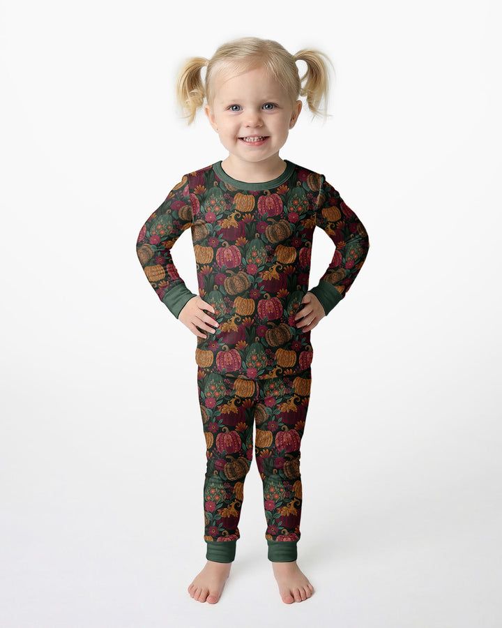 Velvet Pumpkins Bamboo Two Piece Long Sleeve Pajama Set