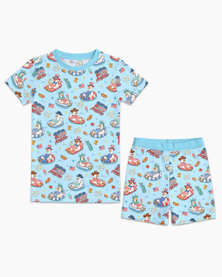 Schlafanzug-Set zweiteilig, kurze Ärmel, kurze Hose, Bambus
