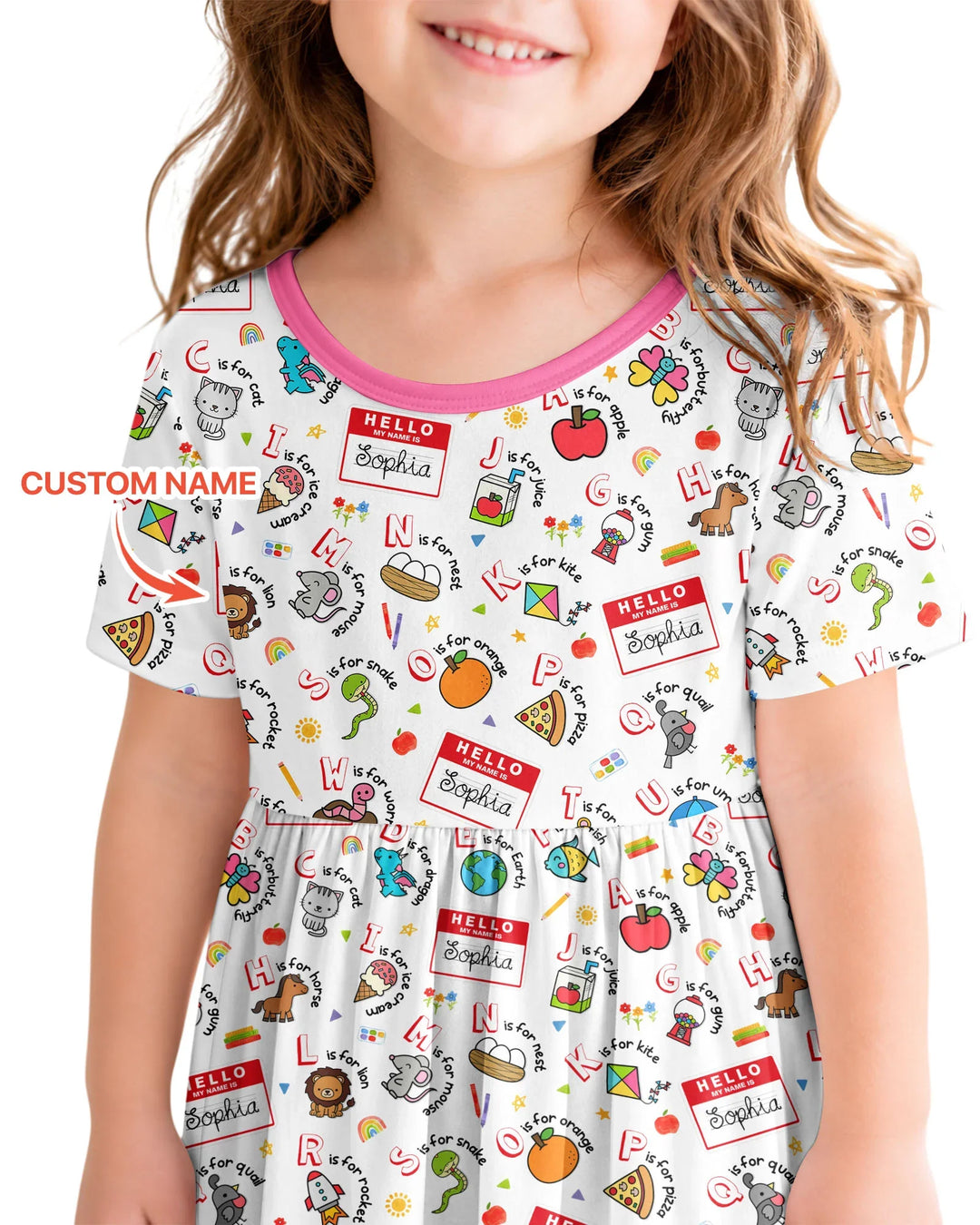 Custom Name Hello School ABCs Bamboo Twirl Dress
