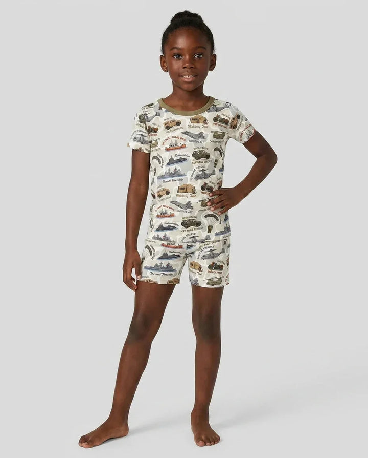 Conjunto de Pijama de Dos Piezas de Bambú con Mangas Cortas y Pantalones Cortos