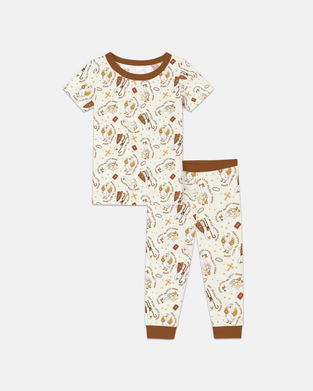 Jesus Loves You Silly Goose Two Piece Short Sleeve Pajama Set
