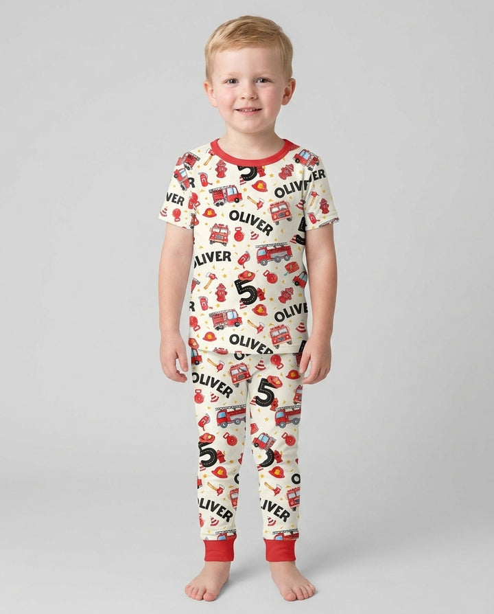 Conjunto de pijama de dos piezas de bambú de manga corta, plantilla personalizada
