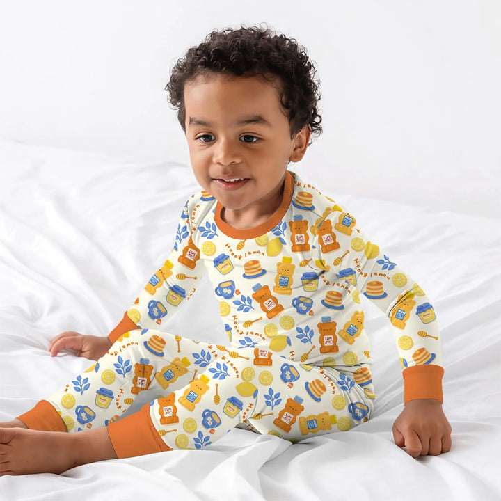 Honey Bear Bottle Two Piece Long Sleeve Pajama Set