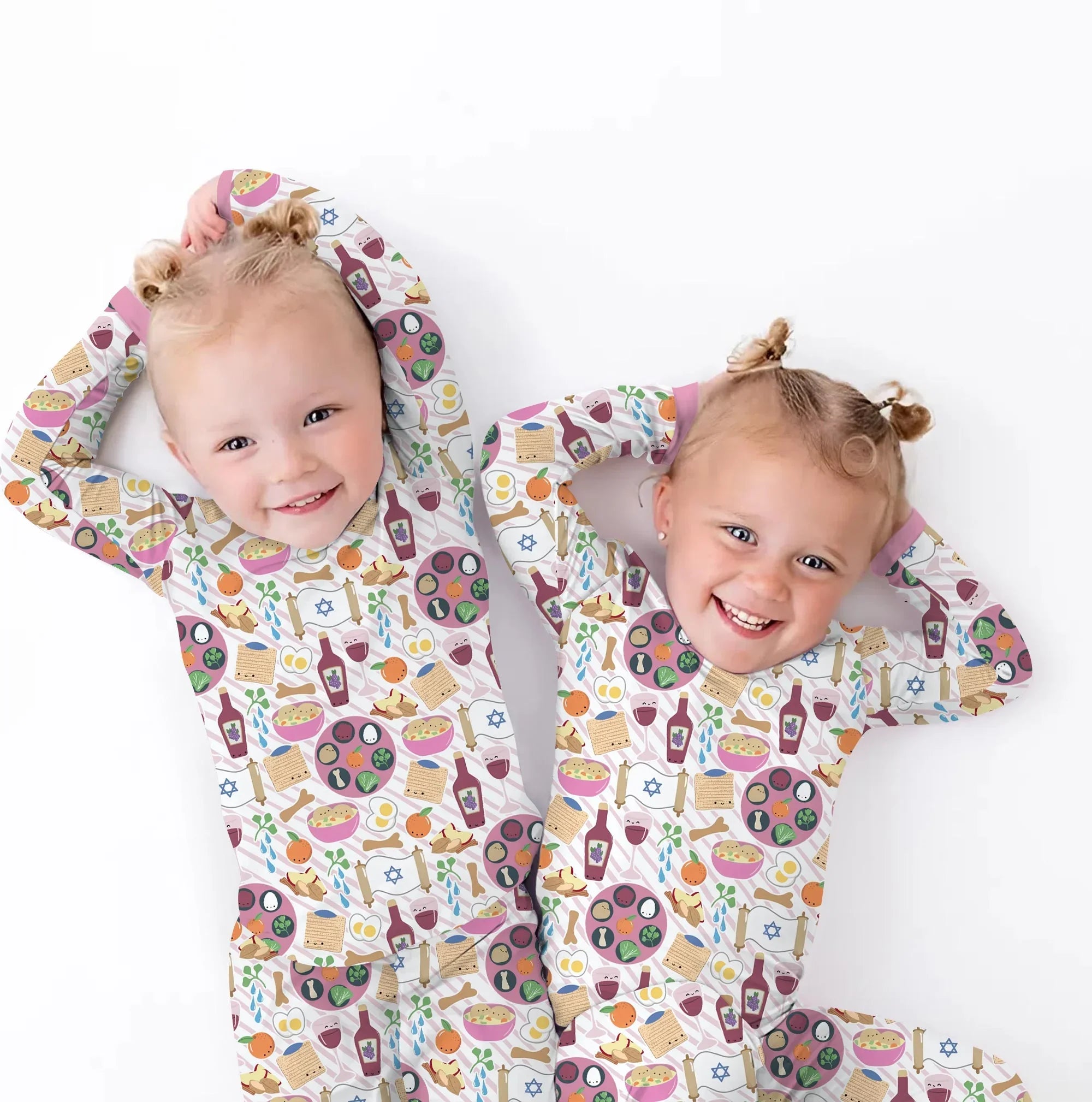 Zweiteiliges Langarm-Pyjama-Set mit Sommerfrüchten