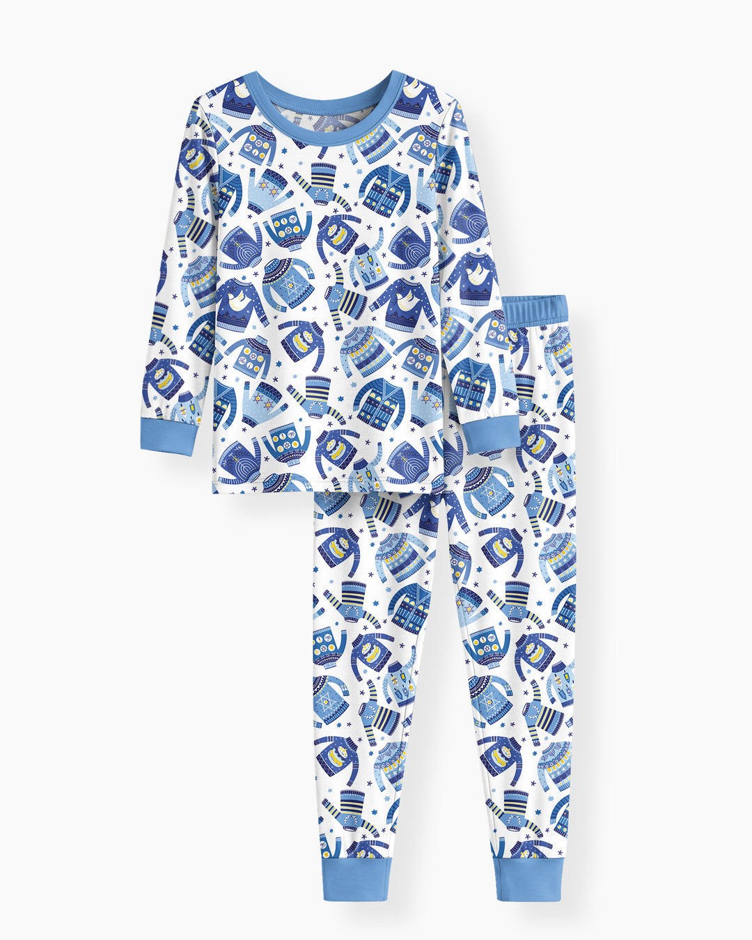 Cute Hanukkah Jumpers Bamboo Two Piece Long Sleeve Pajama Set