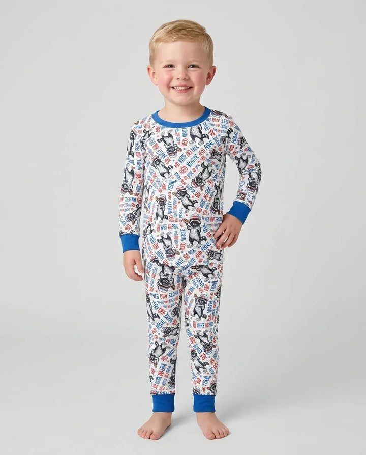 Red White and Feral Bamboo Two Piece Long Sleeve Pajama Set