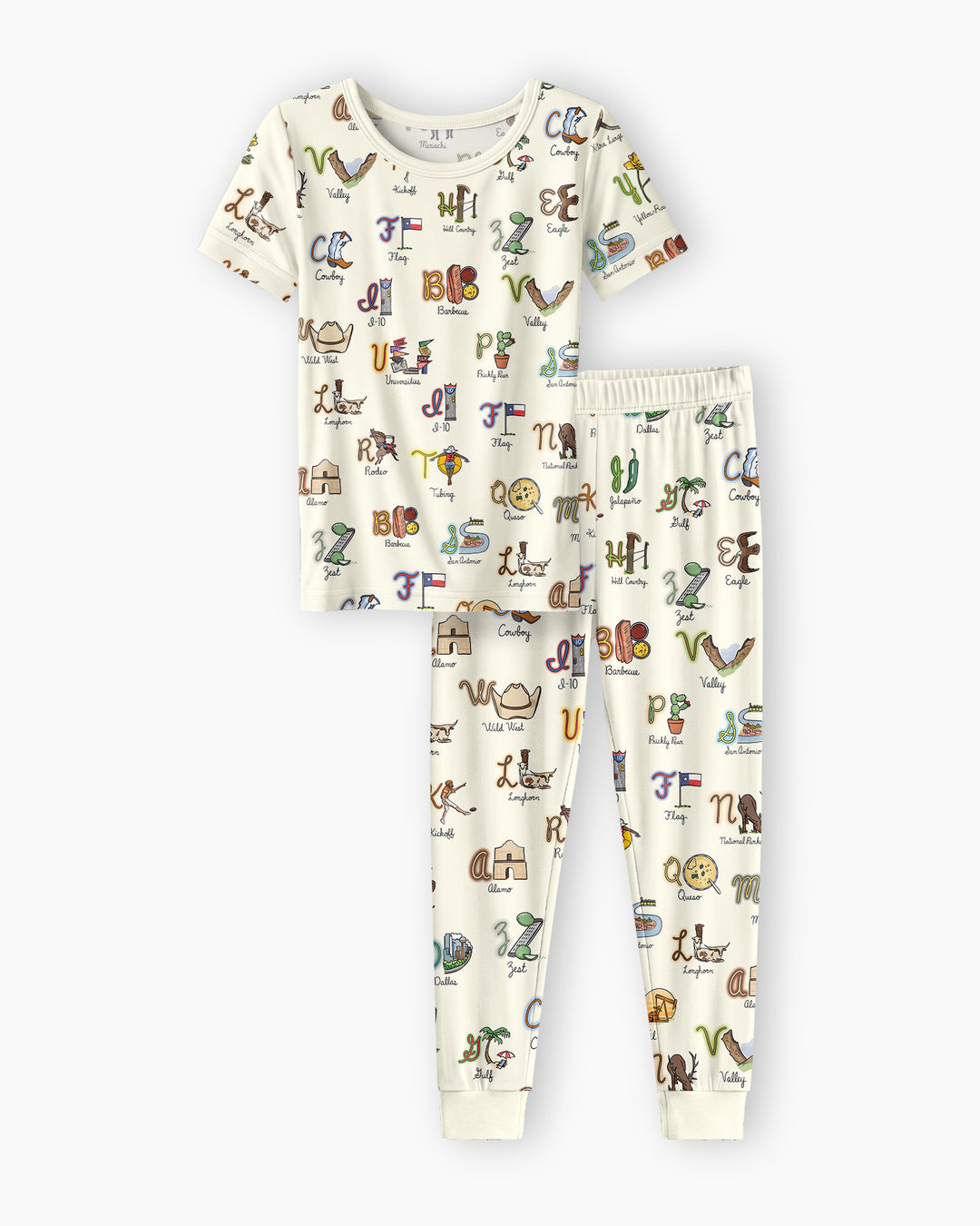 Texas Alphabet Bamboo Two Piece Short Sleeve Pajama Set