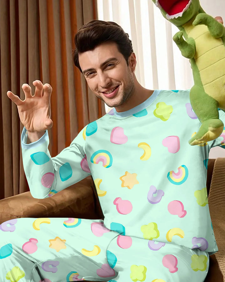 Pastel Lucky Charms Scatter Men's Pajama Set