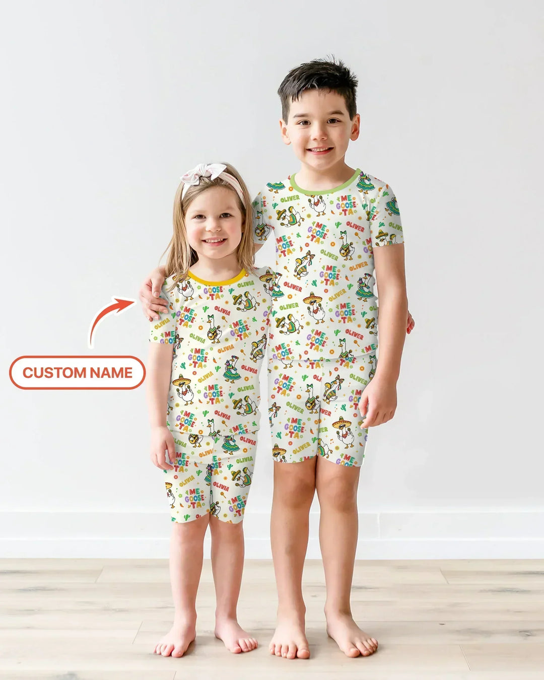 Custom name Me Goose-ta Bamboo Two Piece Short Sleeve Shorts Pajama Set