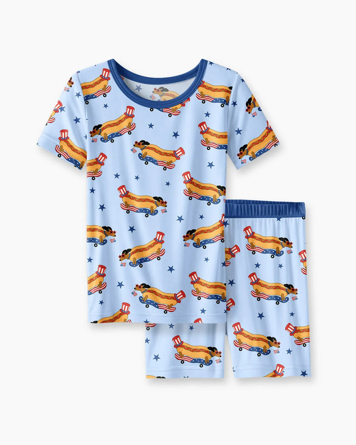 Conjunto de Pijama de Dos Piezas de Bambú con Mangas Cortas y Pantalones Cortos