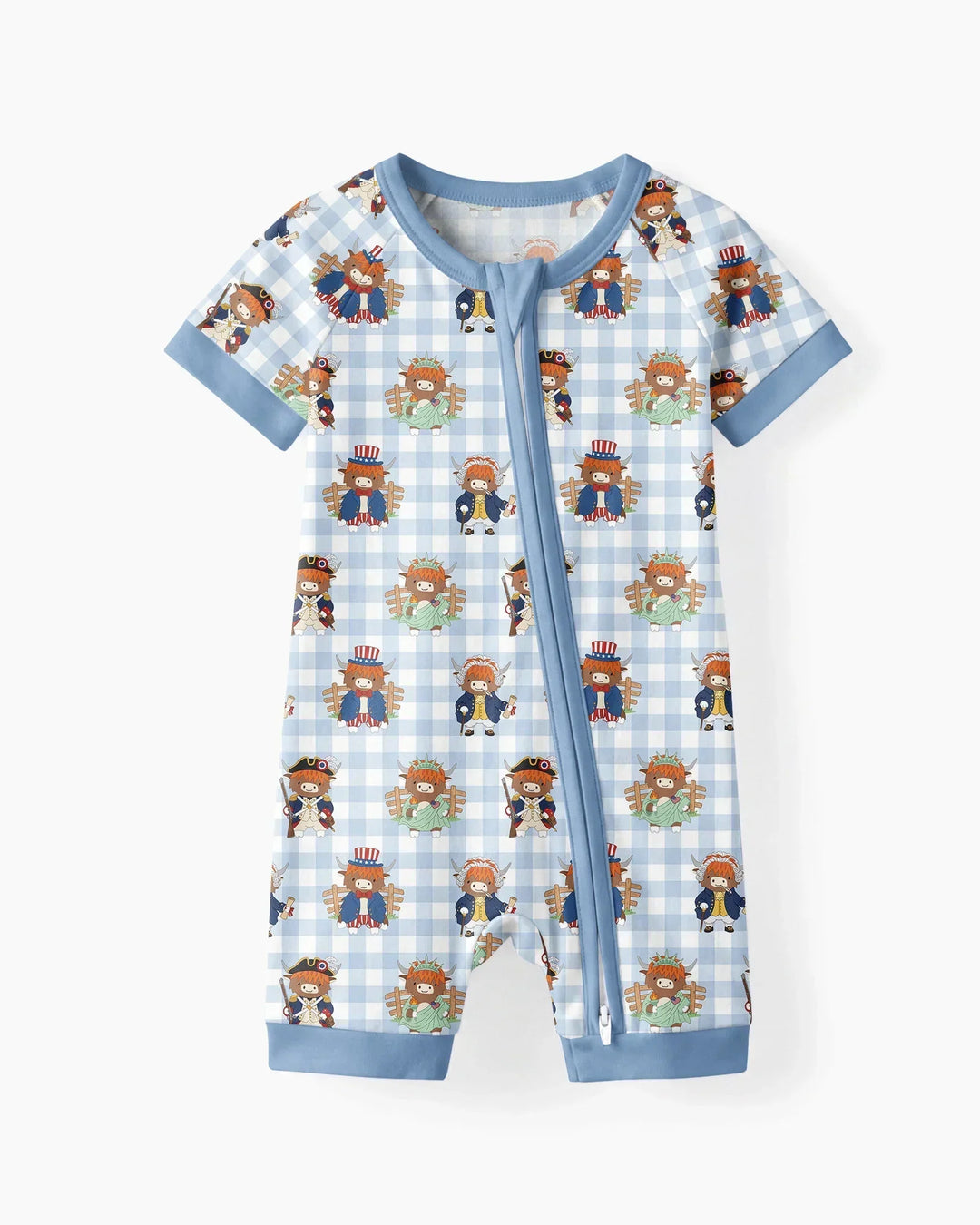 Patriotic 4th of July Highland Cow Bamboo Shorty Zippy
