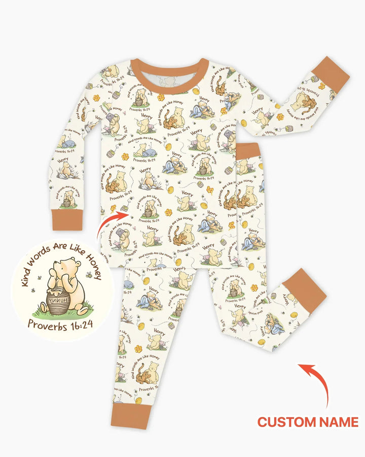Kind Words Are Like Honey Custom Name Bamboo Two Piece Long Sleeve Pajama Set