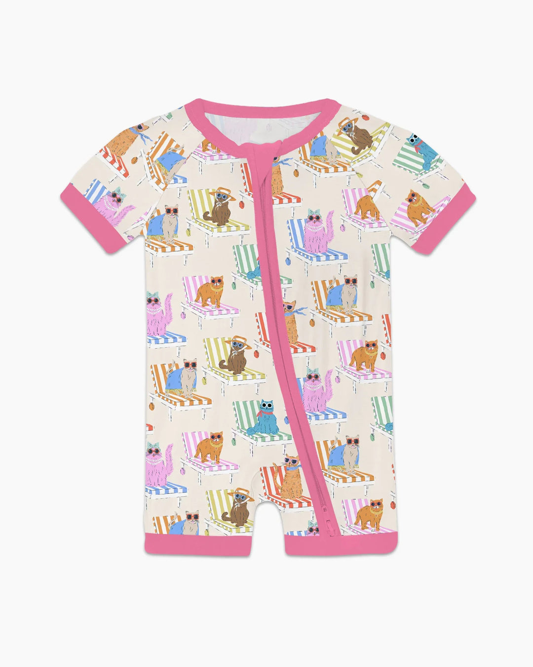 Meow Sunbathing Mommy & Me Matching Bamboo Shorty Zippy