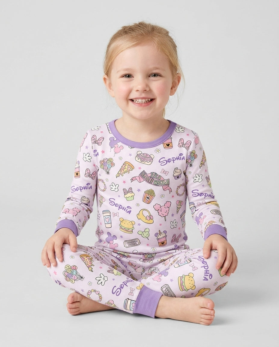Custom Name Magical Trip Bamboo Two Piece Long Sleeve Pajama Set
