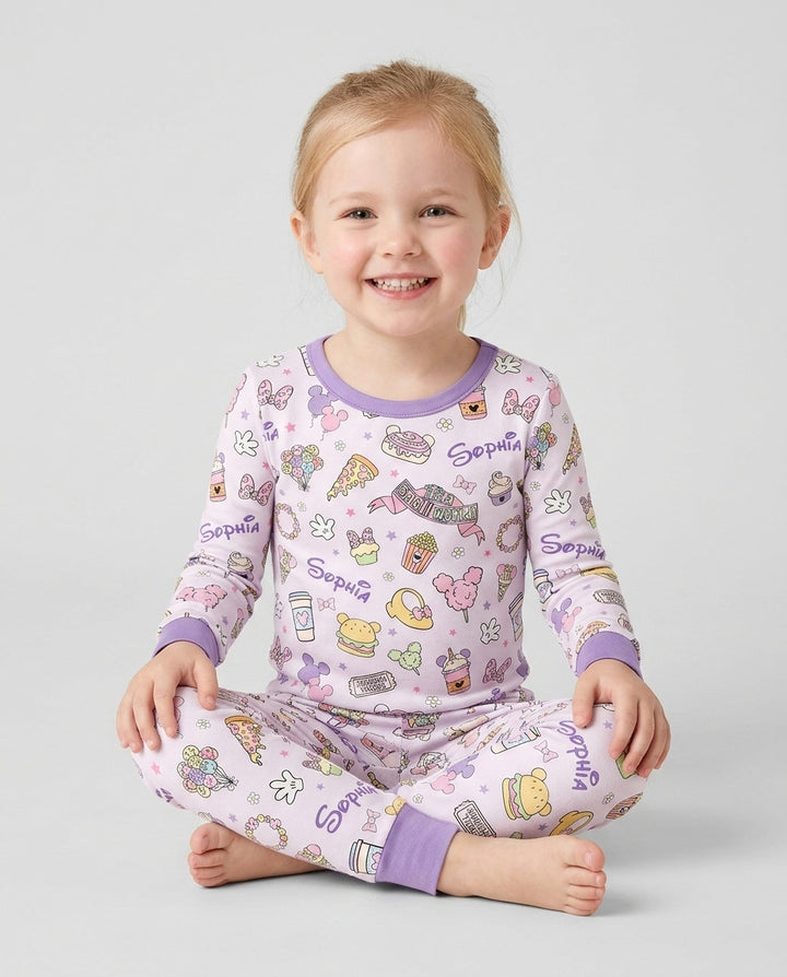 Custom Name Magical Trip Bamboo Two Piece Long Sleeve Pajama Set