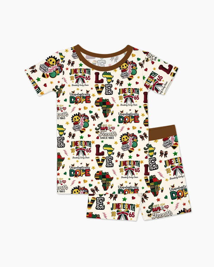 Juneteenth Breaking Every Chain Bamboo Two Piece Short Sleeve Shorts Pajama Set