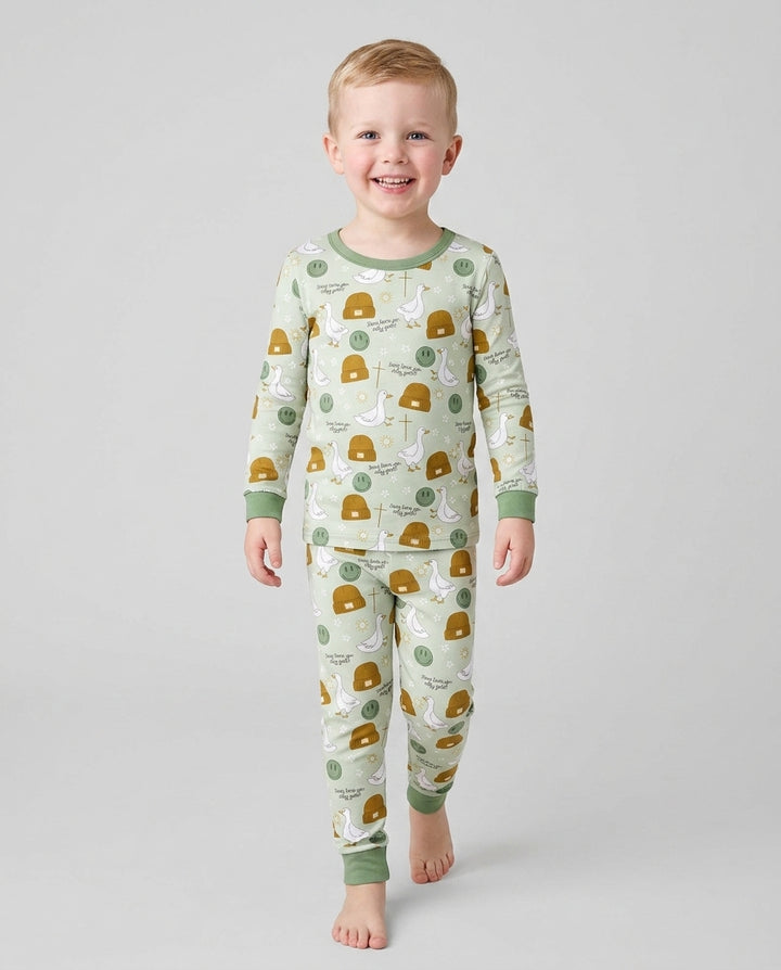 Conjunto de pijama de dos piezas de bambú de manga larga