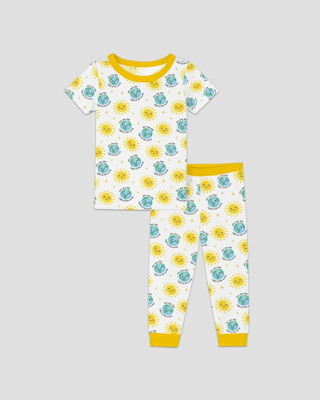 Mateo 5:14 Pijama de dos piezas de bambú de manga corta "Luz del mundo"