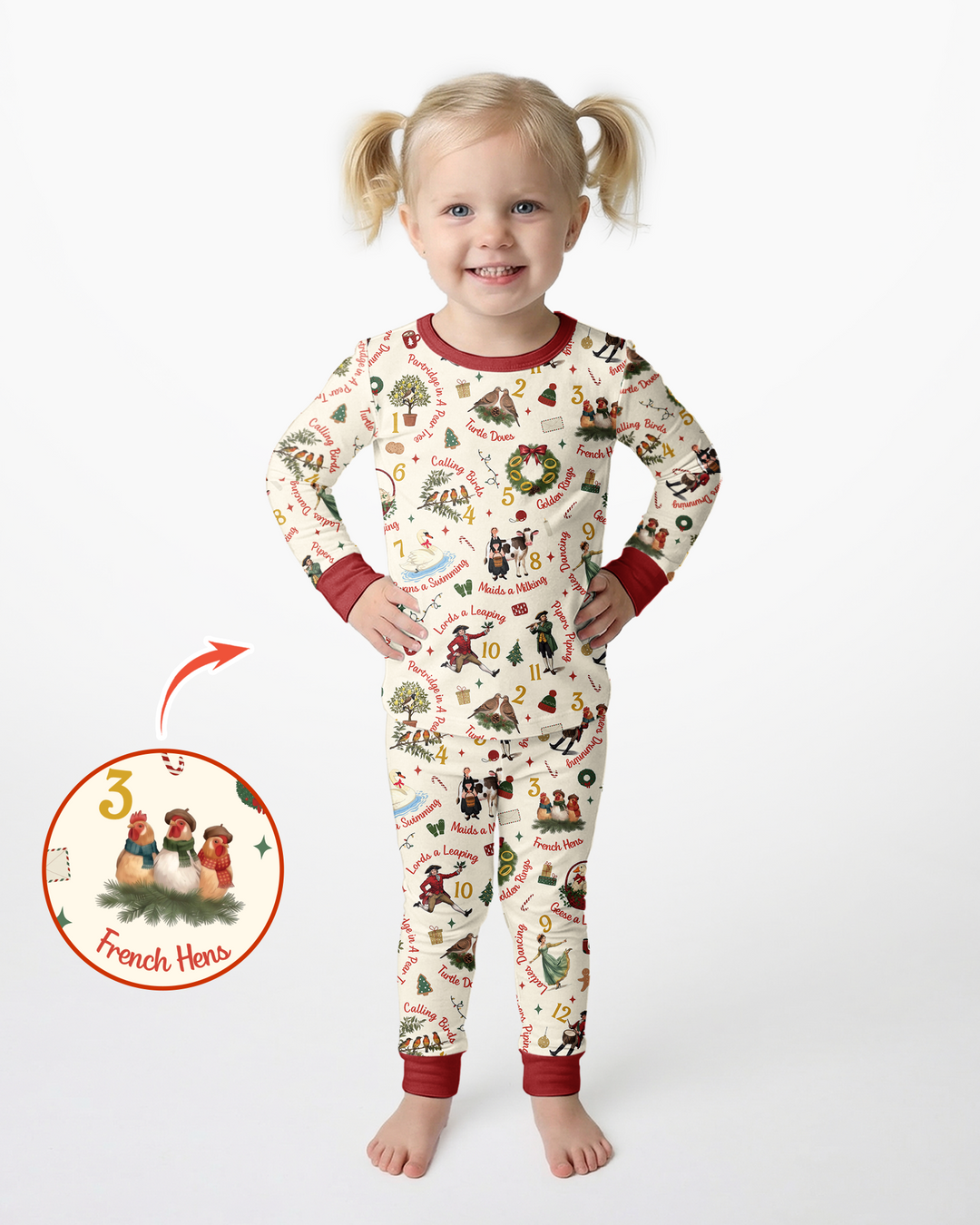 12 Days of Christmas Bamboo Two Piece Long Sleeve Pajama Set