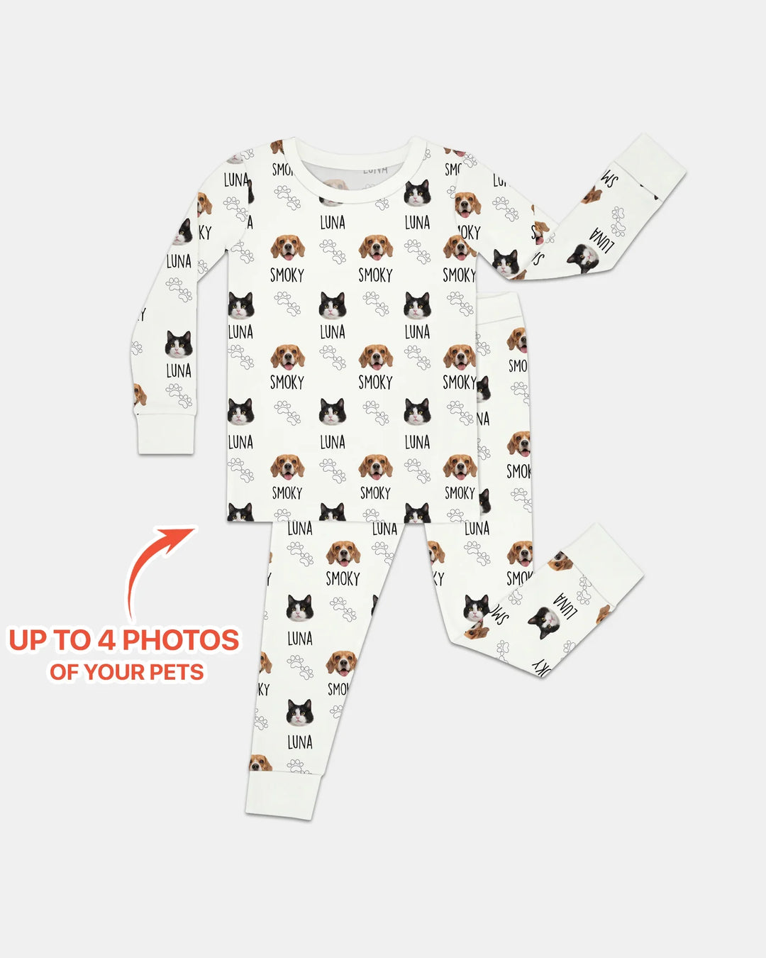 Custom Name and Pet Photos Two Piece Long Sleeve Pajama Set