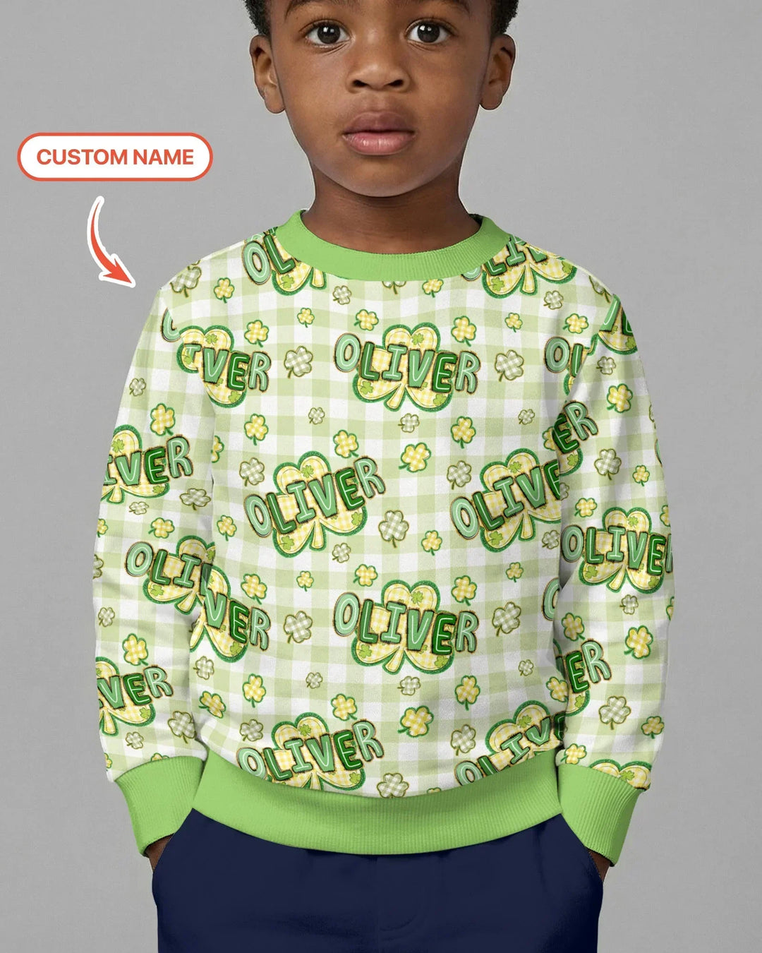 Lucky Shamrock Custom Name Crewneck Sweatshirt