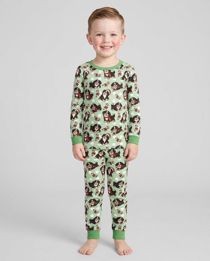 Holiday Bernese Mountain Christmas Dog Bamboo Two Piece Long Sleeve Pajama Set