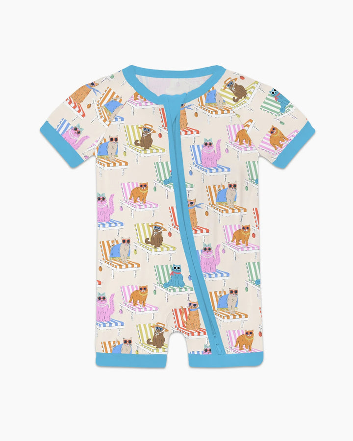 Meow Sunbathing Mommy & Me Matching Bamboo Shorty Zippy