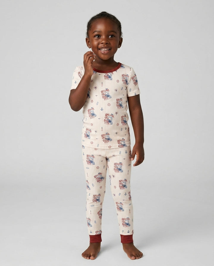 Spilling The Tea Since 1773 Family Matching Bamboo Two Piece Short Sleeve Pajama Set