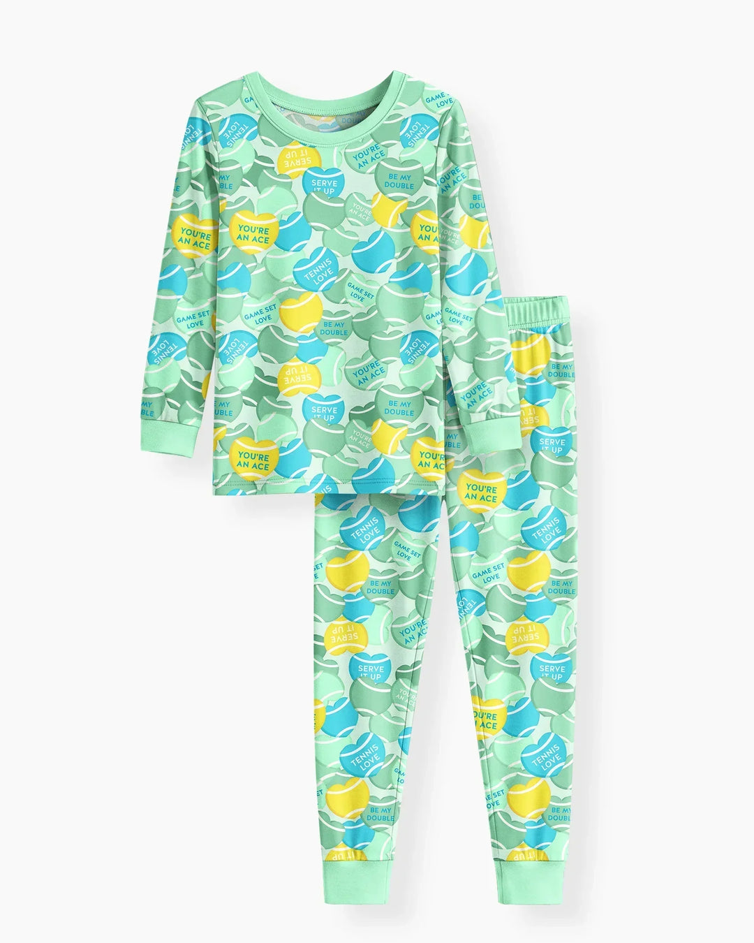 Tennis Candy Family Matching Bamboo Two Piece Long Sleeve Pajama Set