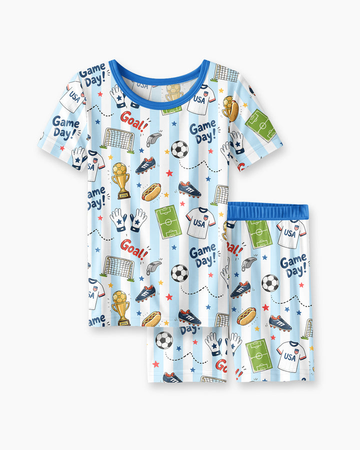 Conjunto de Pijama de Dos Piezas de Bambú con Mangas Cortas y Pantalones Cortos