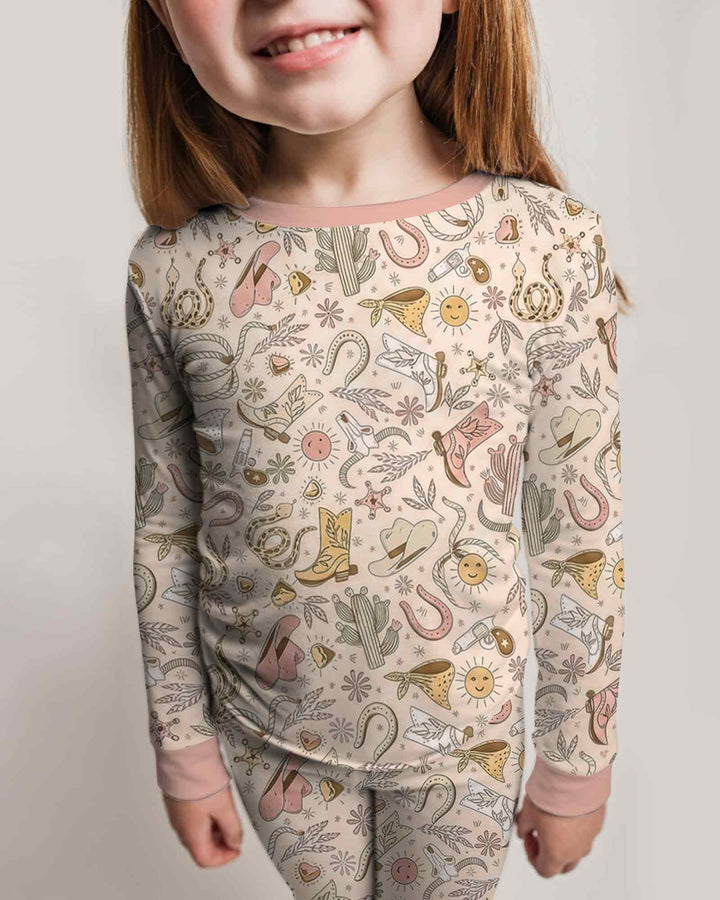 Doodly Cowboy Bamboo Two Piece Long Sleeve Pajama Set