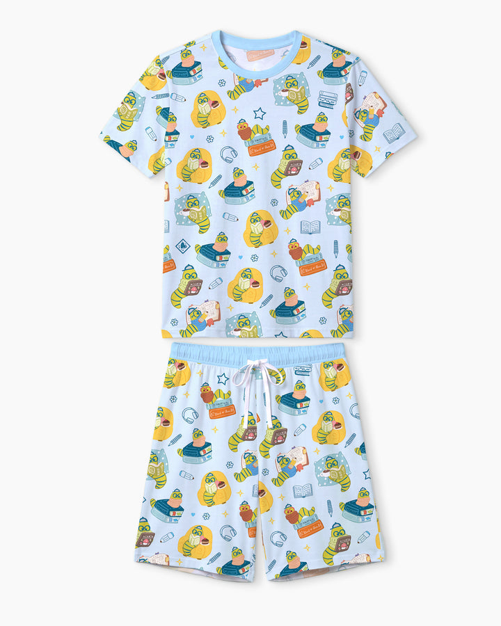 Little Book Worm Family Matching Bamboo Men Short Sleeve Short Pajama Set