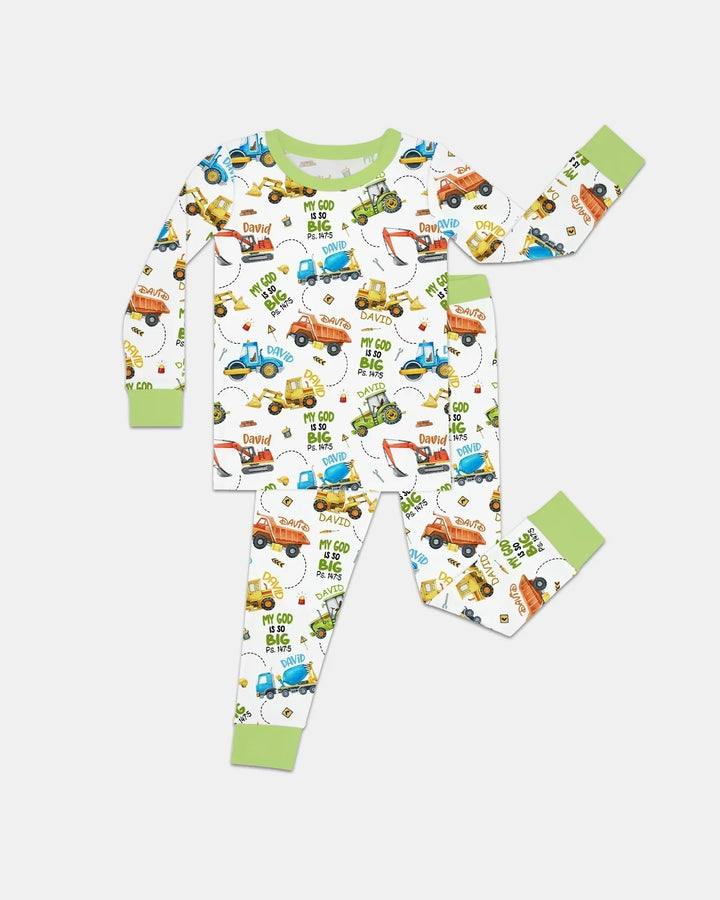Pijama de dos piezas de bambú con manga larga y nombre personalizado "My God Is So Big"