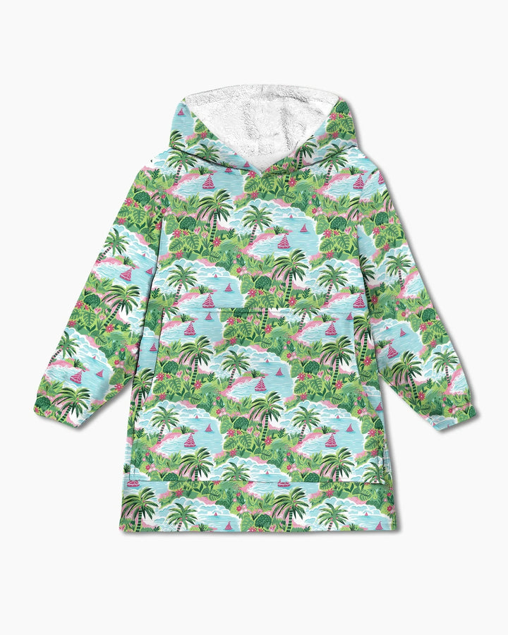 Preppy Coast Beach Club Wearable Bamboo Blanket Hoodie